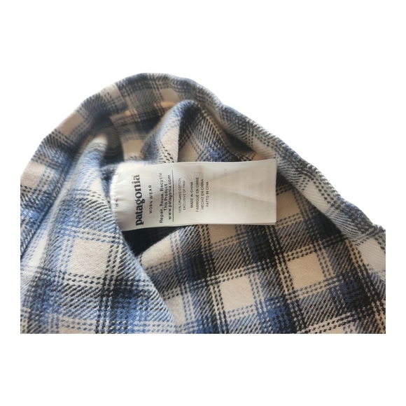 Patagonia Men's XL Blue & Cream Plaid Organic Cotton Shirt – Button-Up, Outdoor - Picture 10 of 11